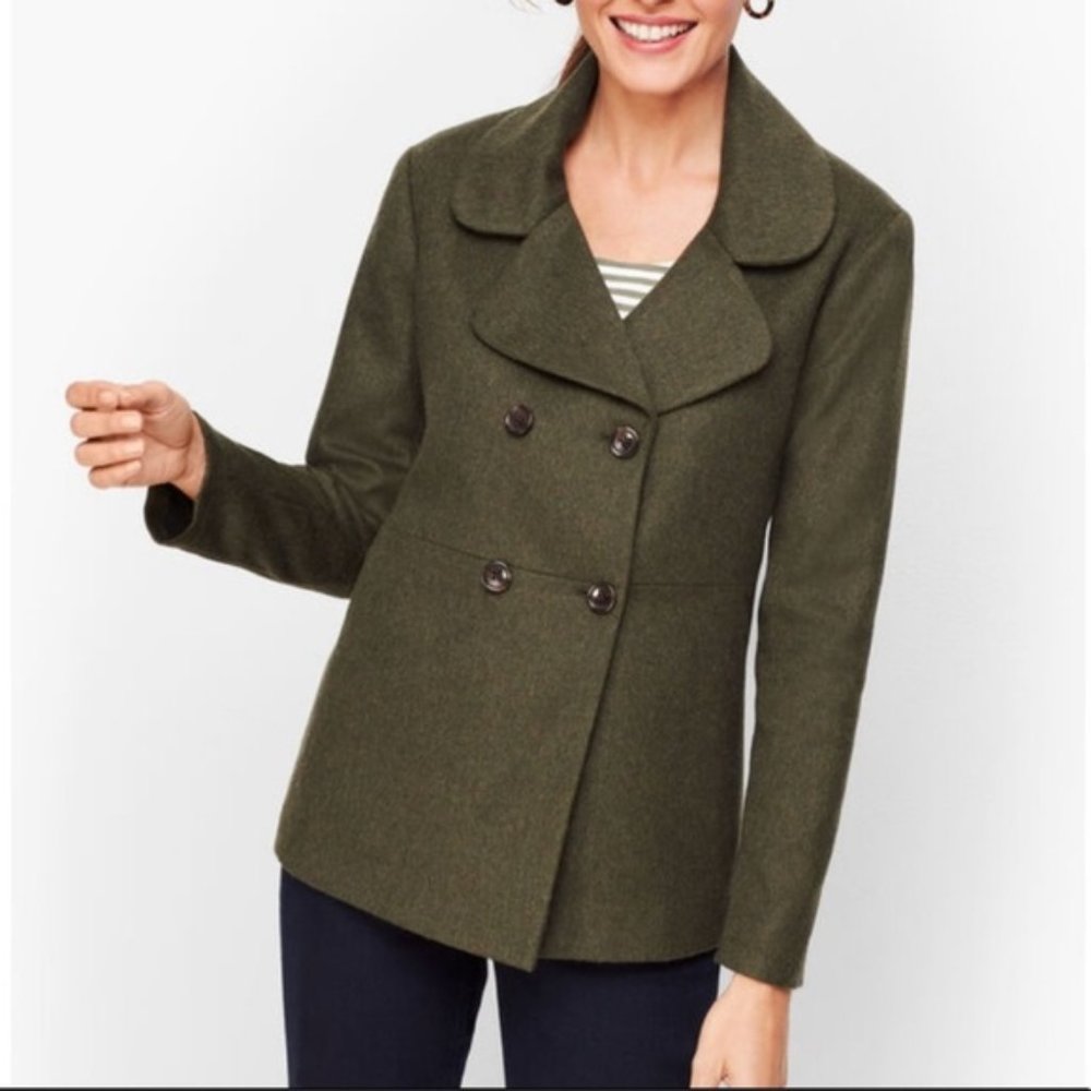 TALBOTS Brushed Italian Wool Jacket Olive NWT 4
